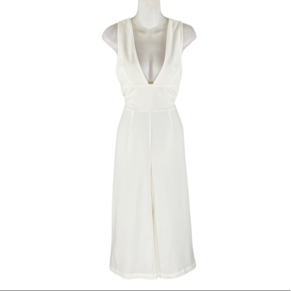 4Si3nna off white plunge wide leg crop jumpsuit KK14